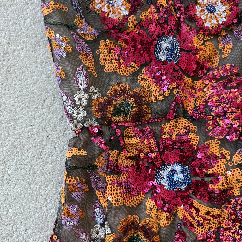 Bronx and Banco Floral Sequin Strapless Dress - Picture 3 of 6